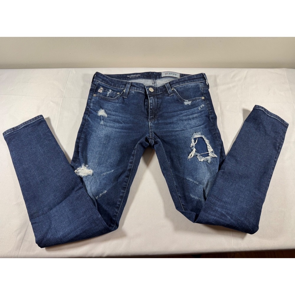 AG Adriano Goldschmied The Legging Ankle Super Skinny Distressed Jeans 28R